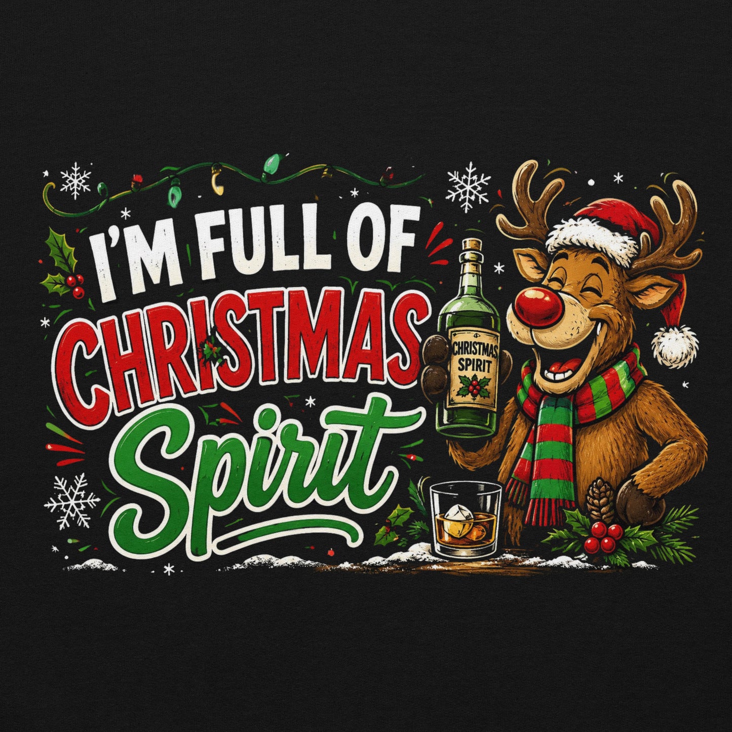 I'm Full Of Christmas Spirt Party Men and Women's Hoodie