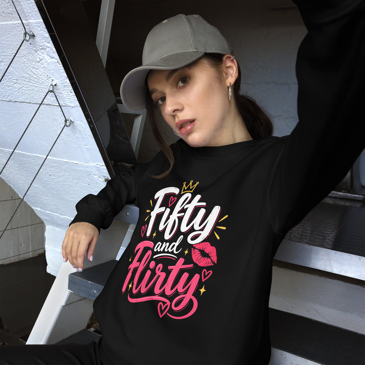 Fifty And Flirty Women's Black Jumper