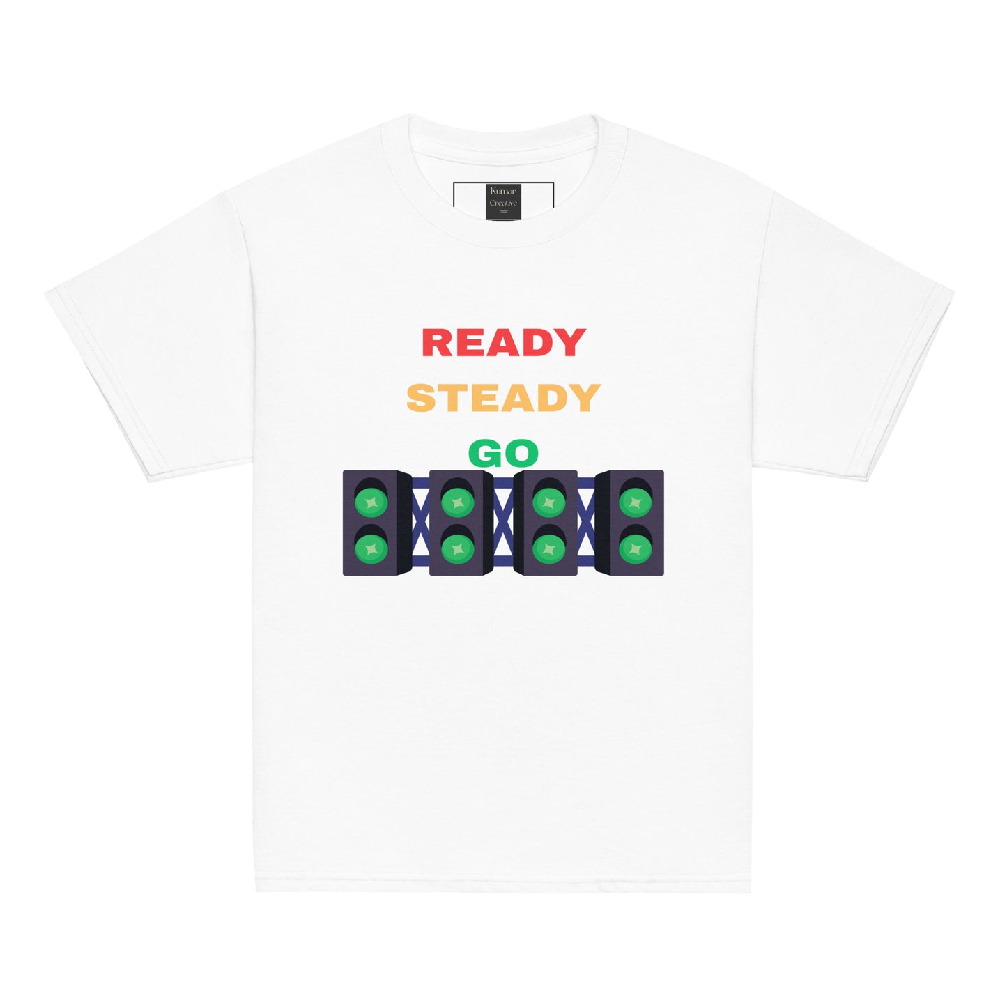 Kids Ready Steady Go White Tee