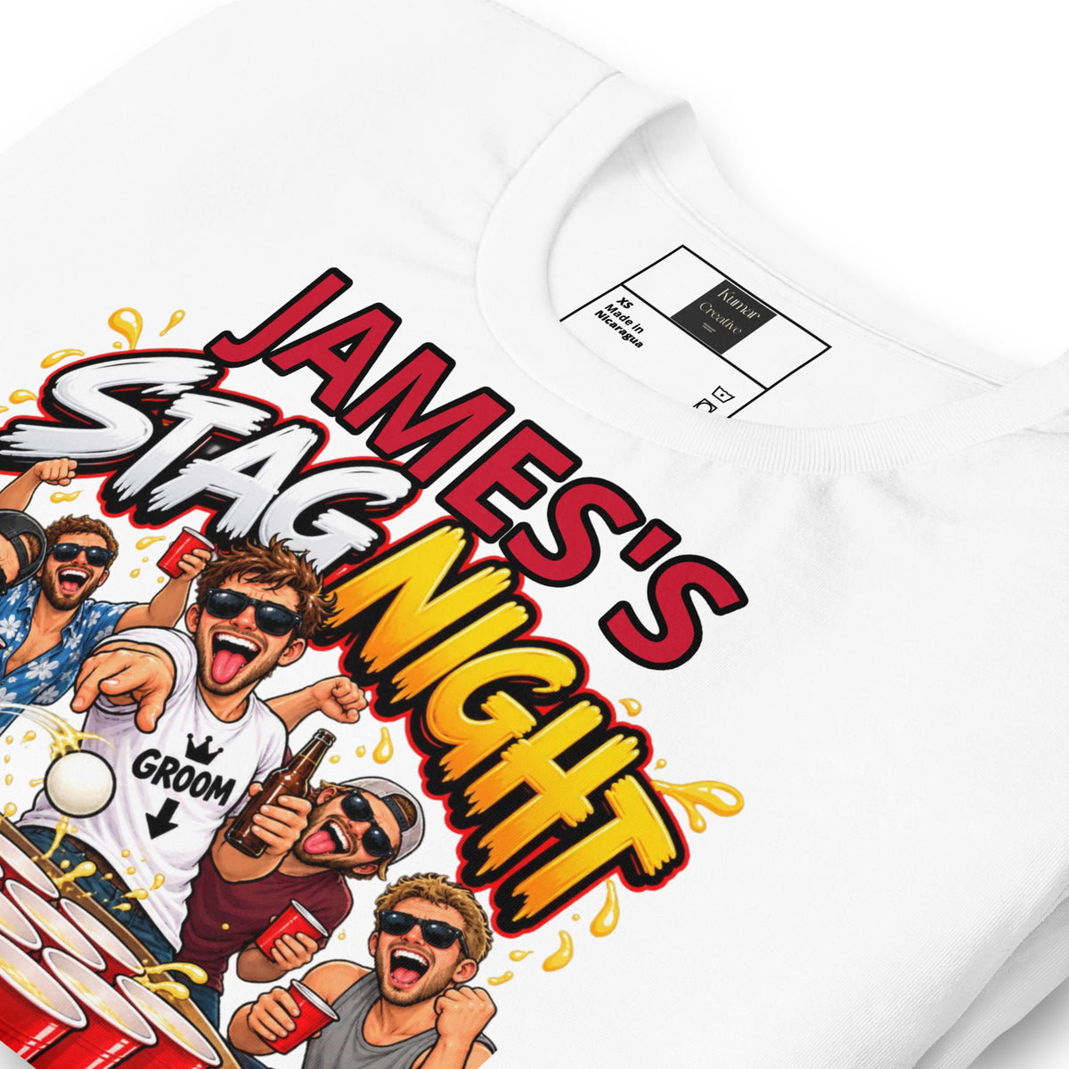 Personalised Beer Pong Stag Night Party White Tee