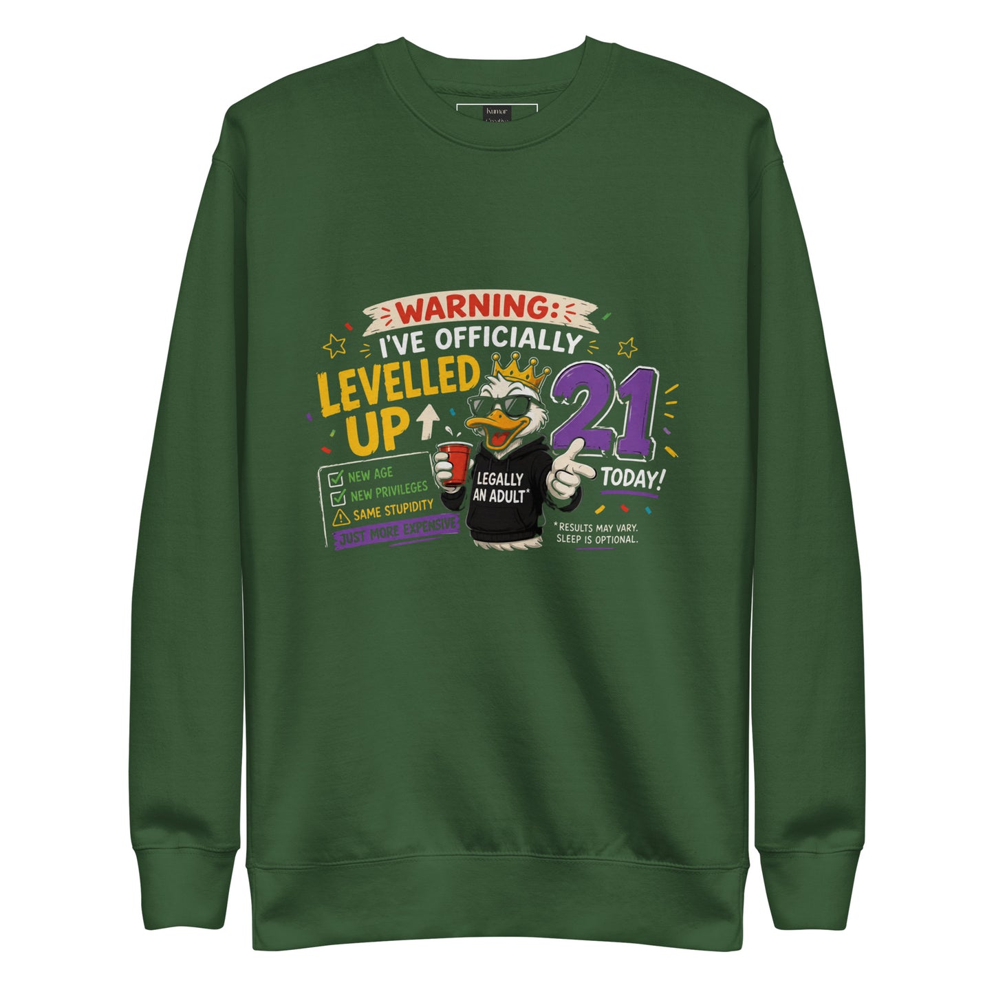 Warning I've Officially Turned 21 Today Green Jumper