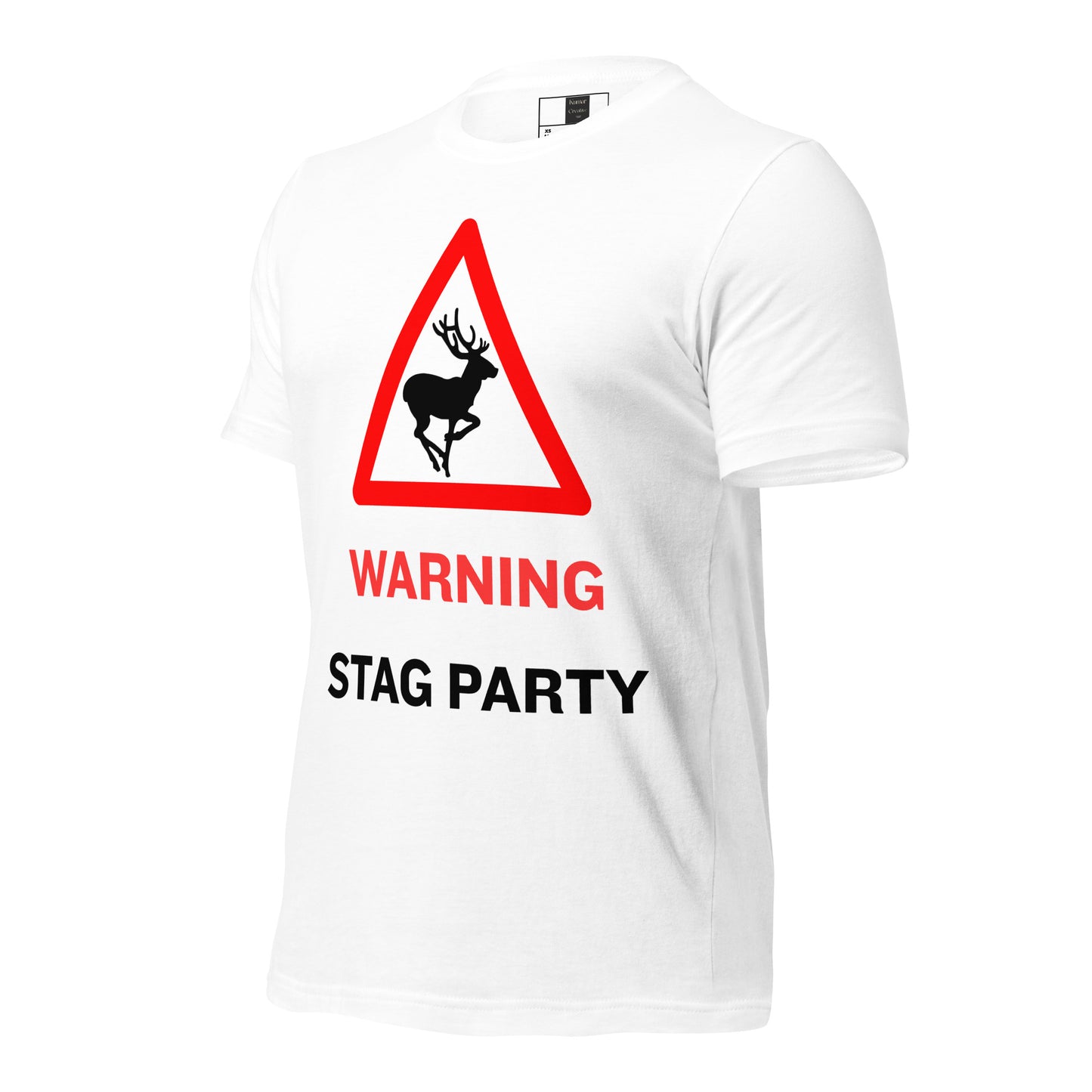 Side of Warning Stag Party White Tee