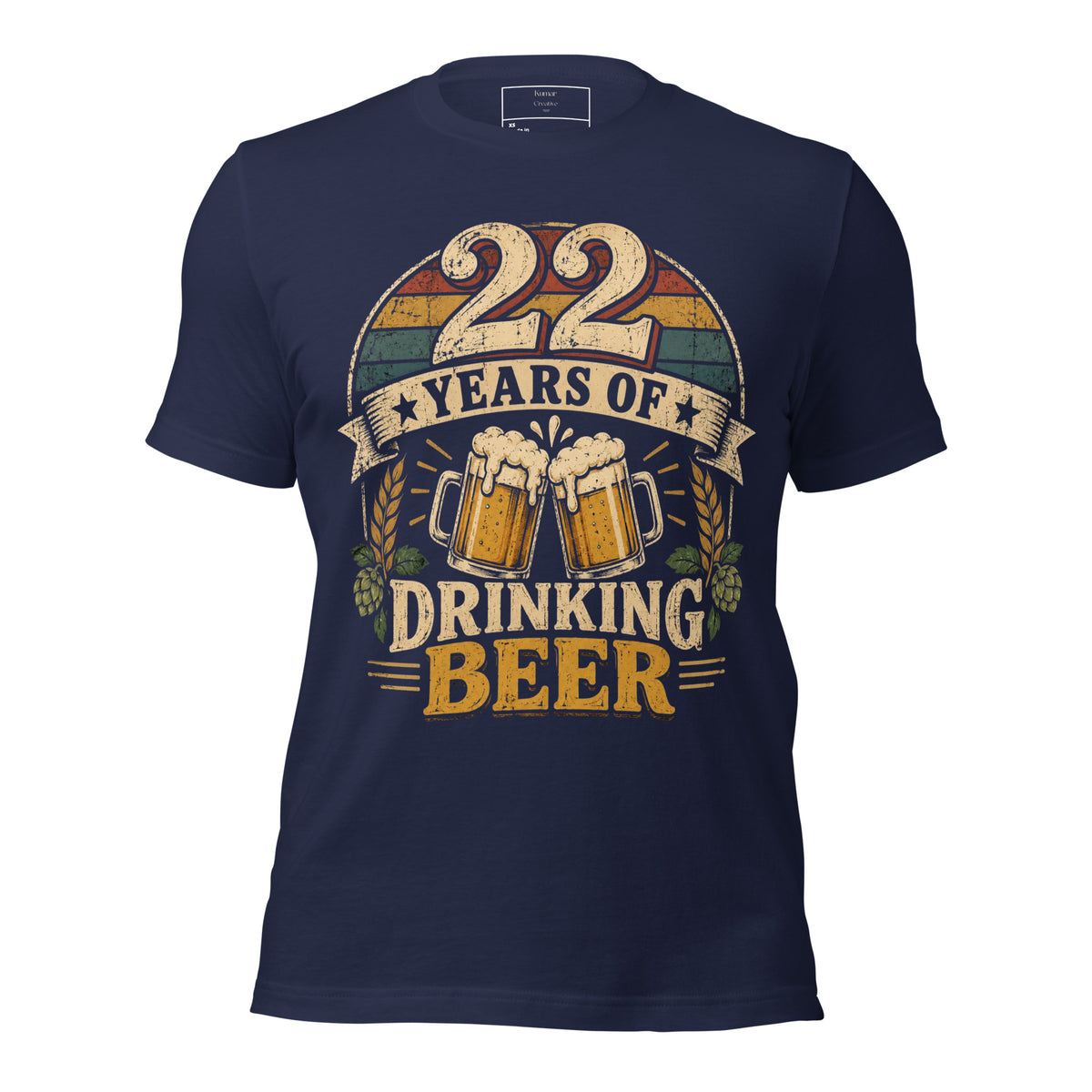 22 Years Of Drinking Beer Birthday Navy T-Shirt