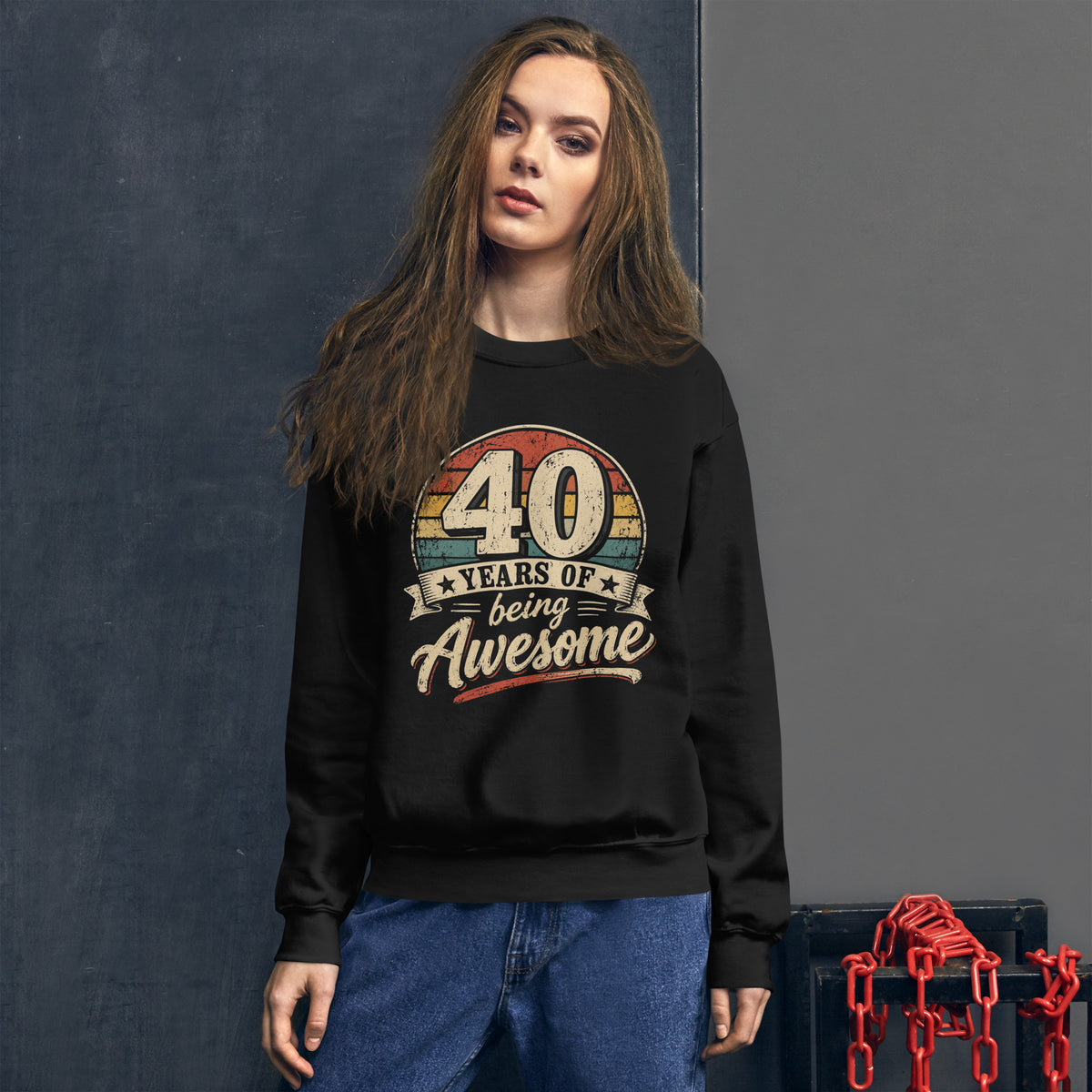 40 Years Of Being Awesome Black Jumper