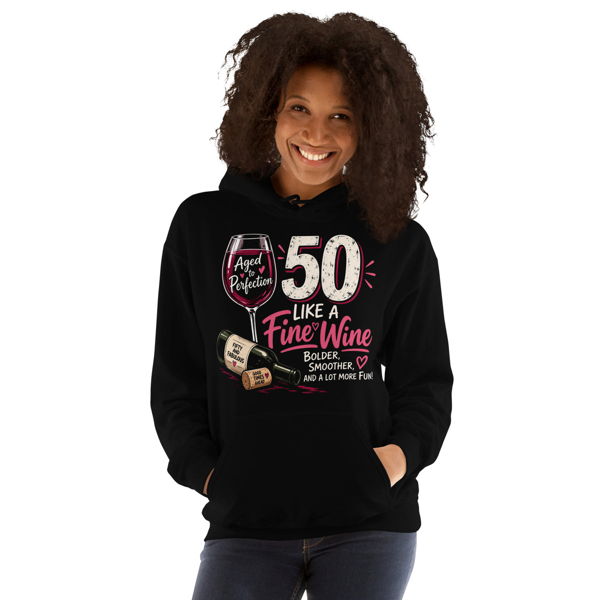 50 Aged Like A Fine Wine Black Hoodie