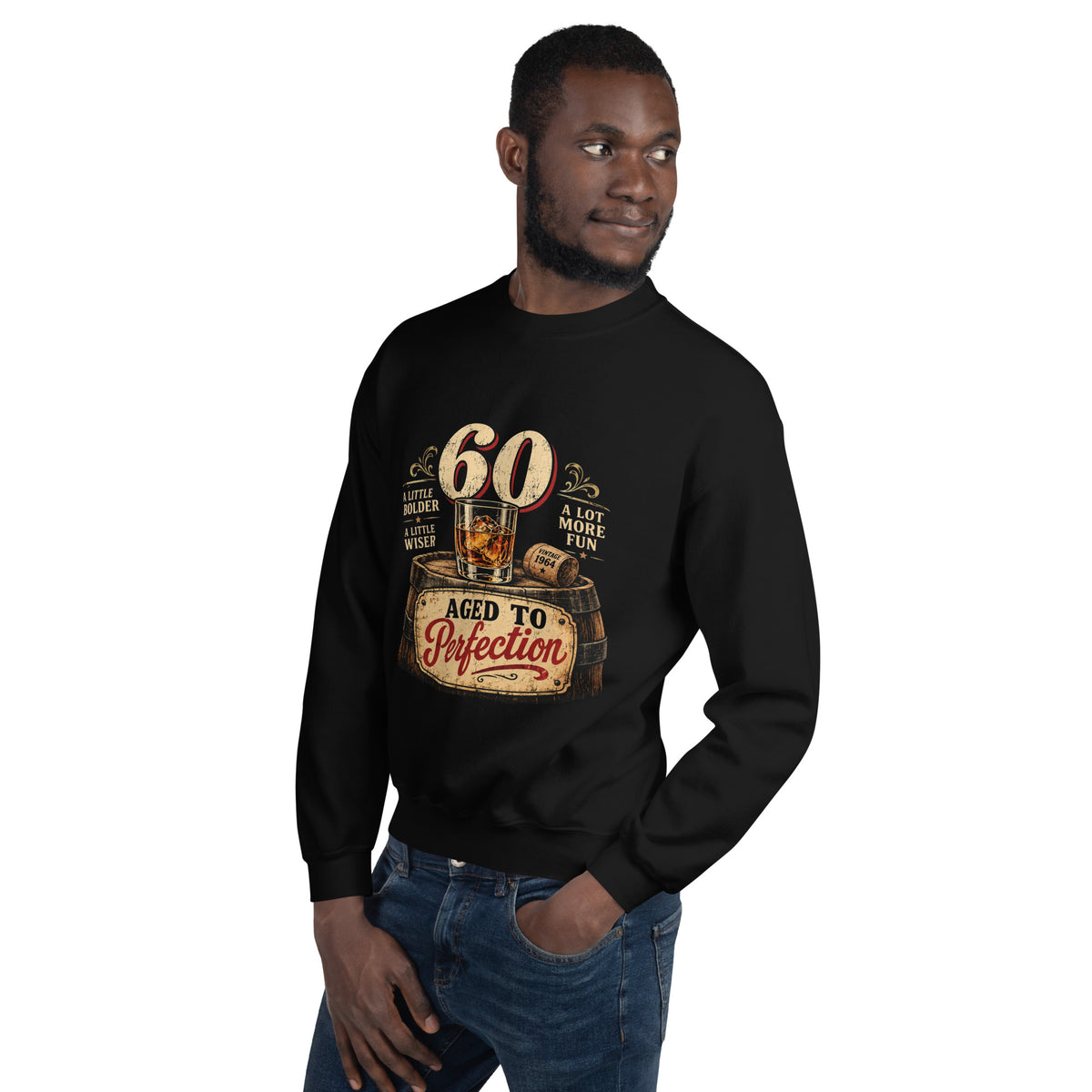 60 And Aged To Perfection Black Sweat Top