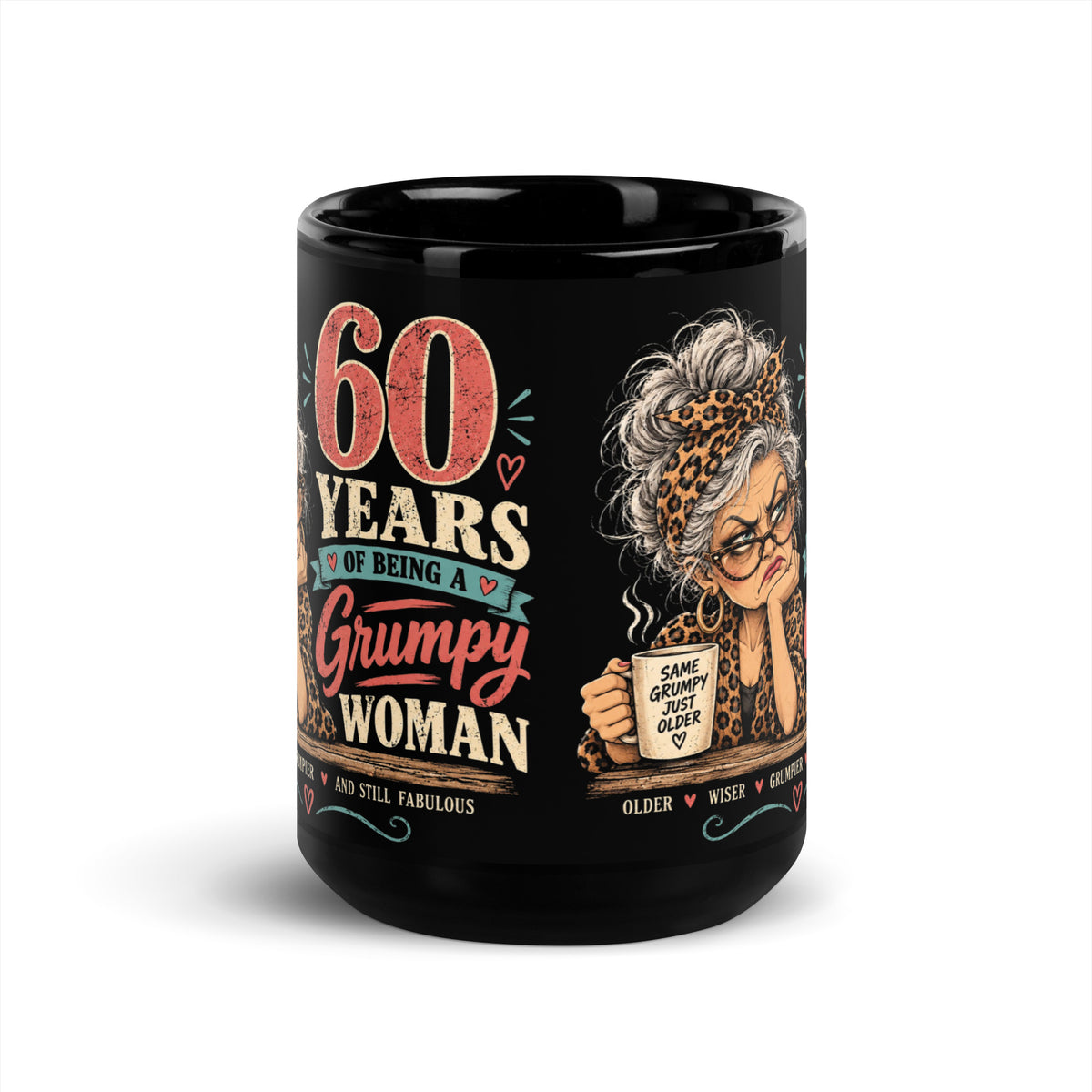 60 years Of Being A Grumpy Woman Black Drinks Mug