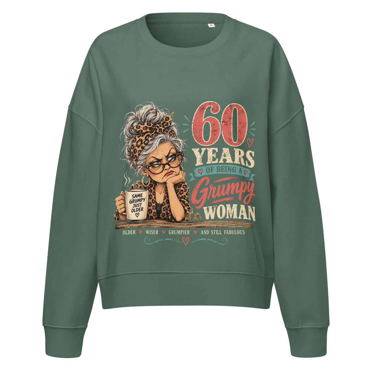 60 Years Of Being A Grumpy Woman Green Jumper