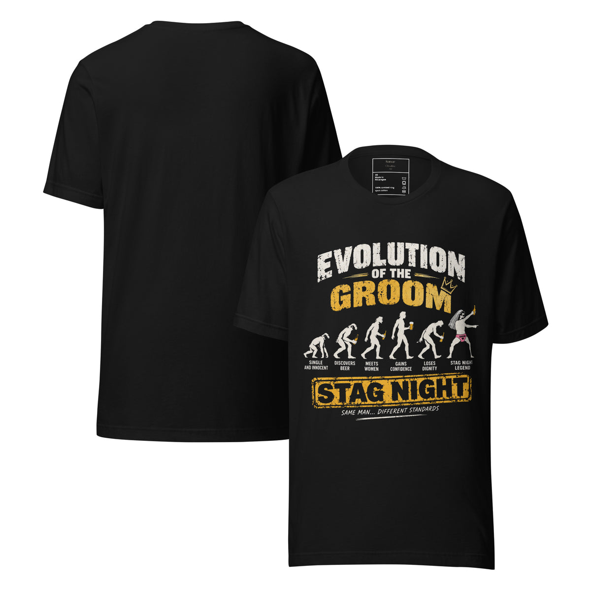 Evolution Of The Groom Stag Night Black T-Shirt