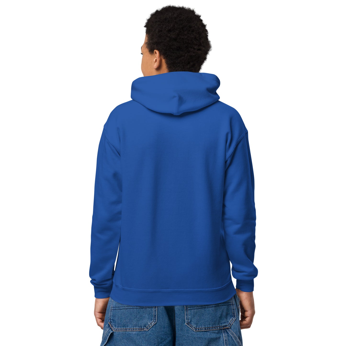 Back Of Kids Ready Steady Go Blue Hoodie