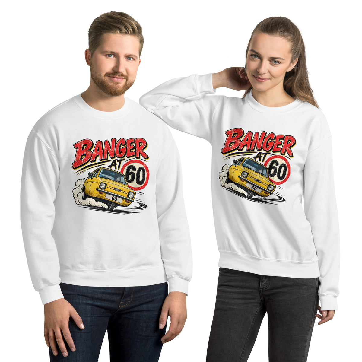 Banger At 60 White Unisex Jumper