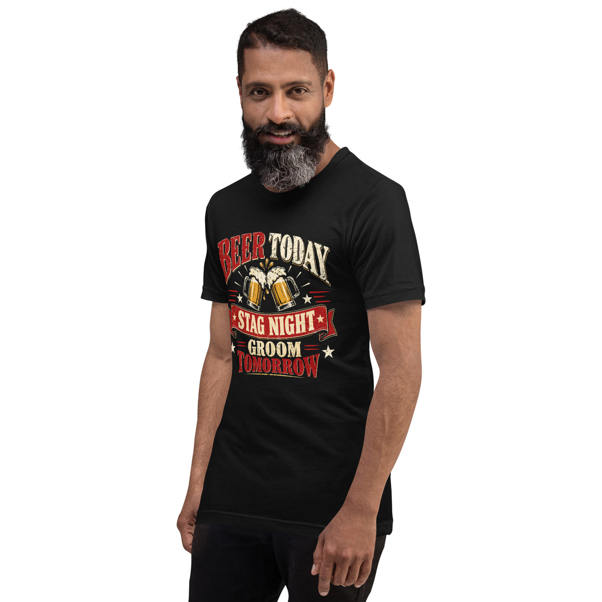 Beer Today Groom Tomorrow Black Stag Night Tee