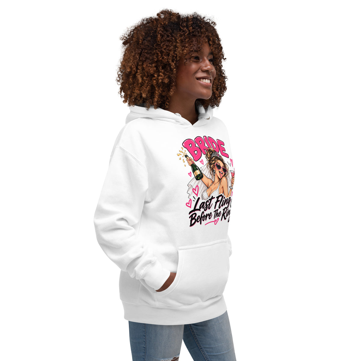 Bride's last Fling Before The Ring Hen Party White Hoodie