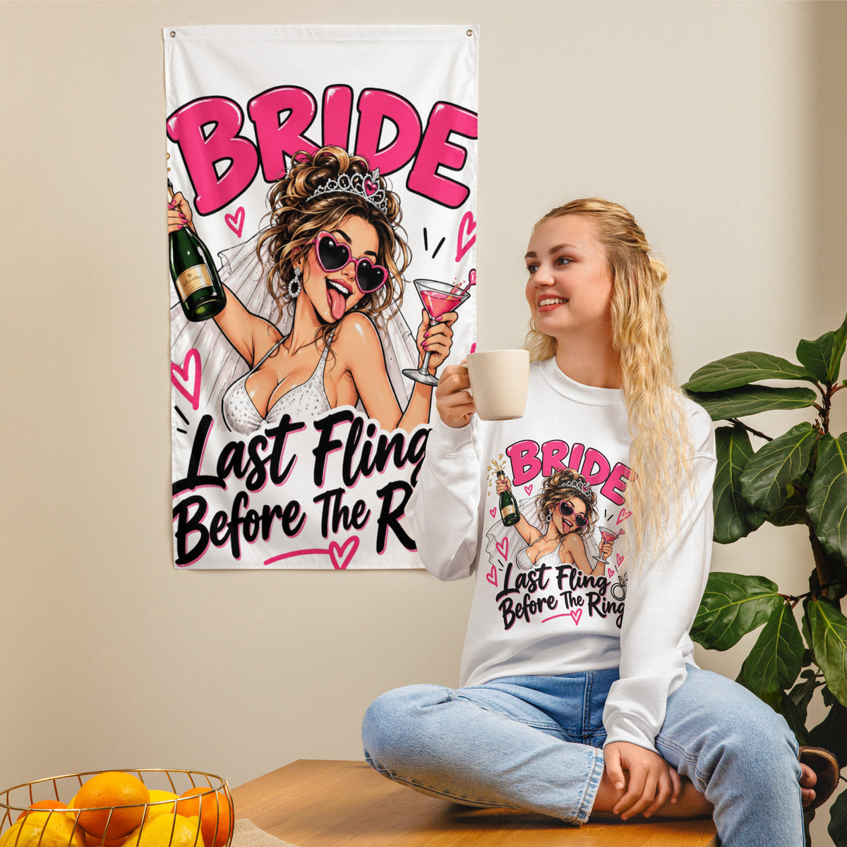 Bride's Last Fling Before The Ring Hen Party White Sweatshirt