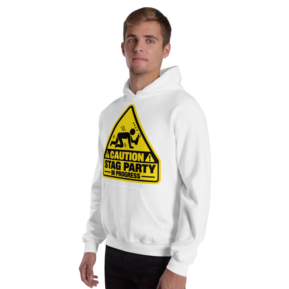 Caution Stag Party In Progress White Hoody