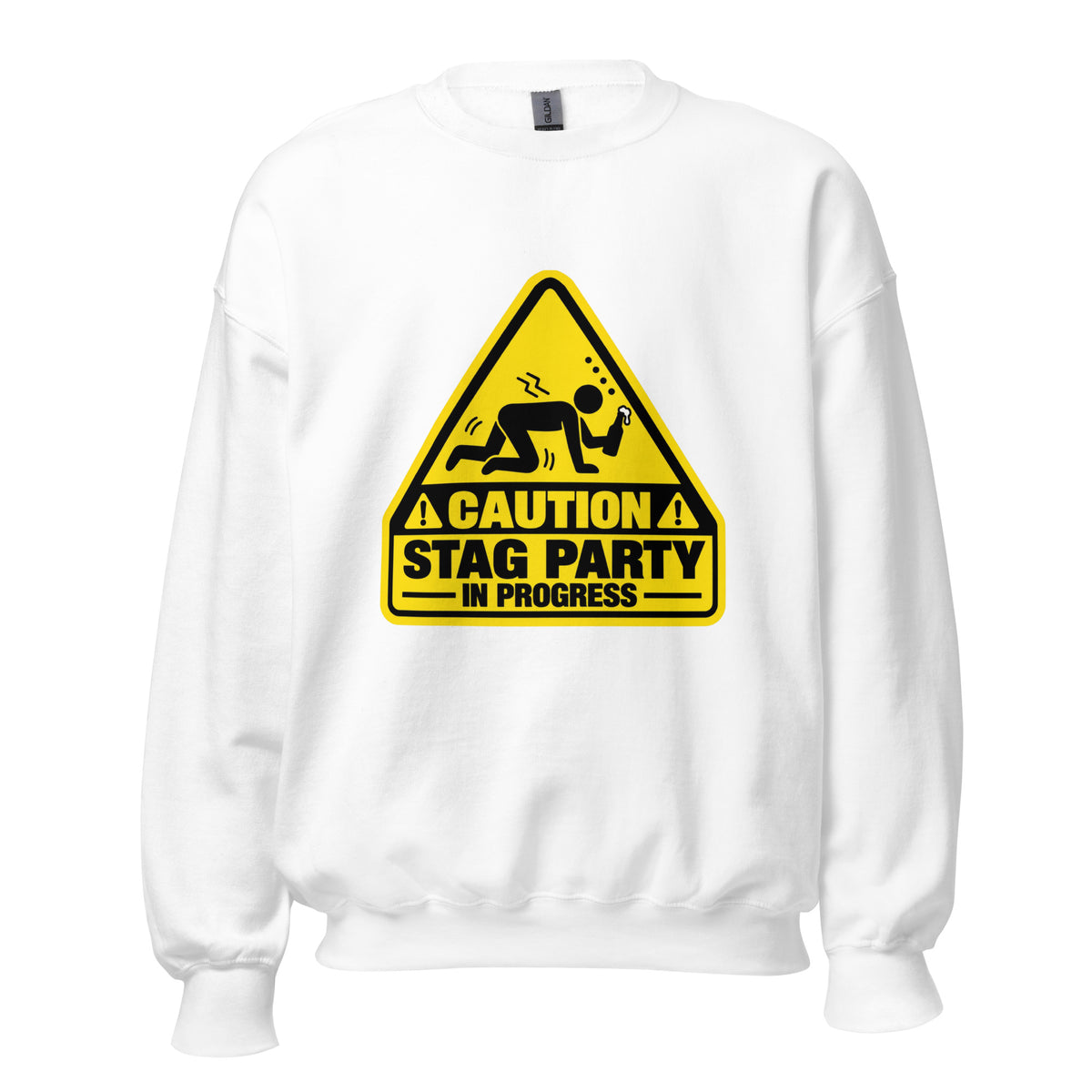 Caution Stag Party In progress White Jumper