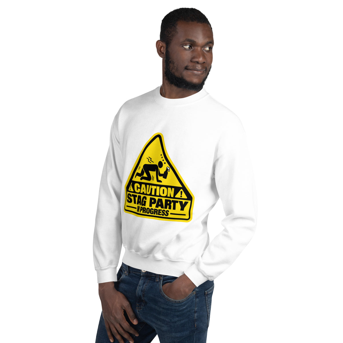 Caution Stag party In Progress White Sweat Top