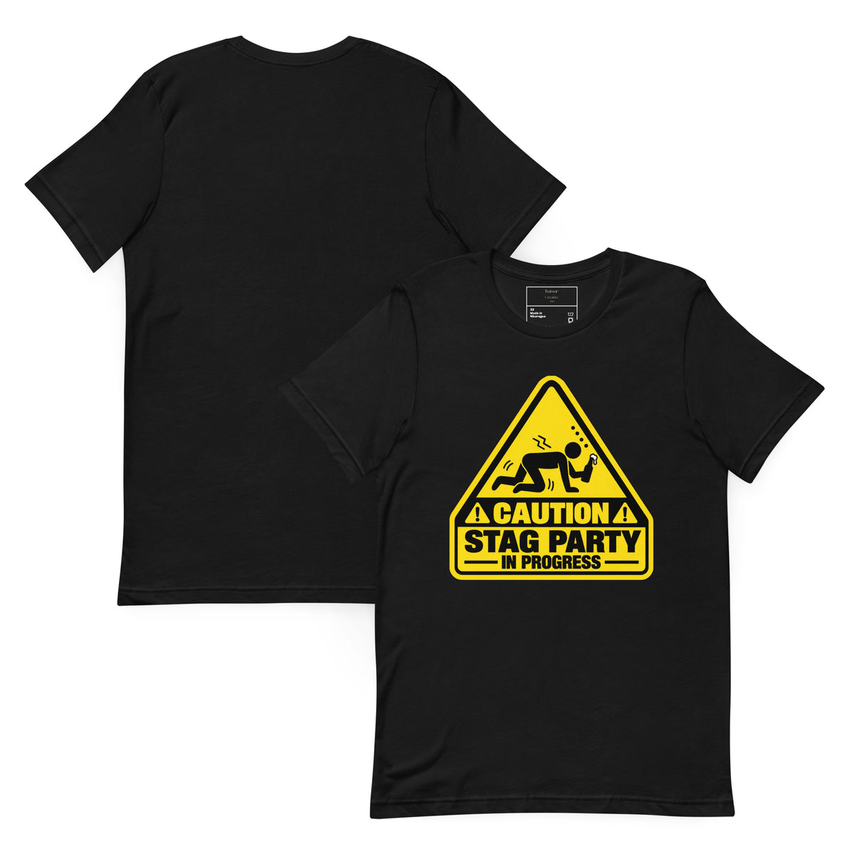 Caution Stag party In Progress Black T-Shirt