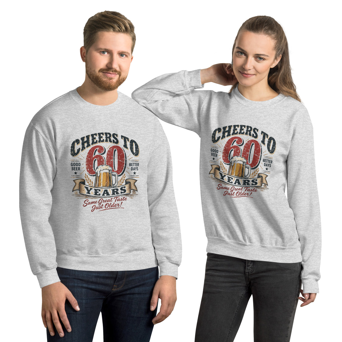 Cheers To 60 Years Grey Unisex Jumper