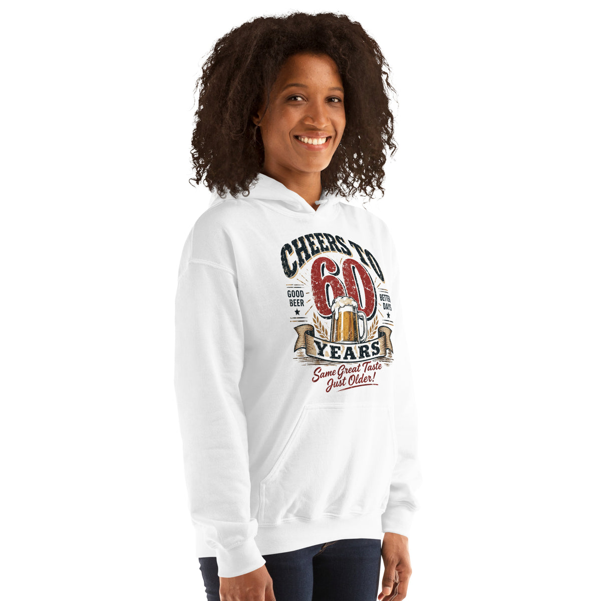Cheers To 60 Years White Birthday Hoodie