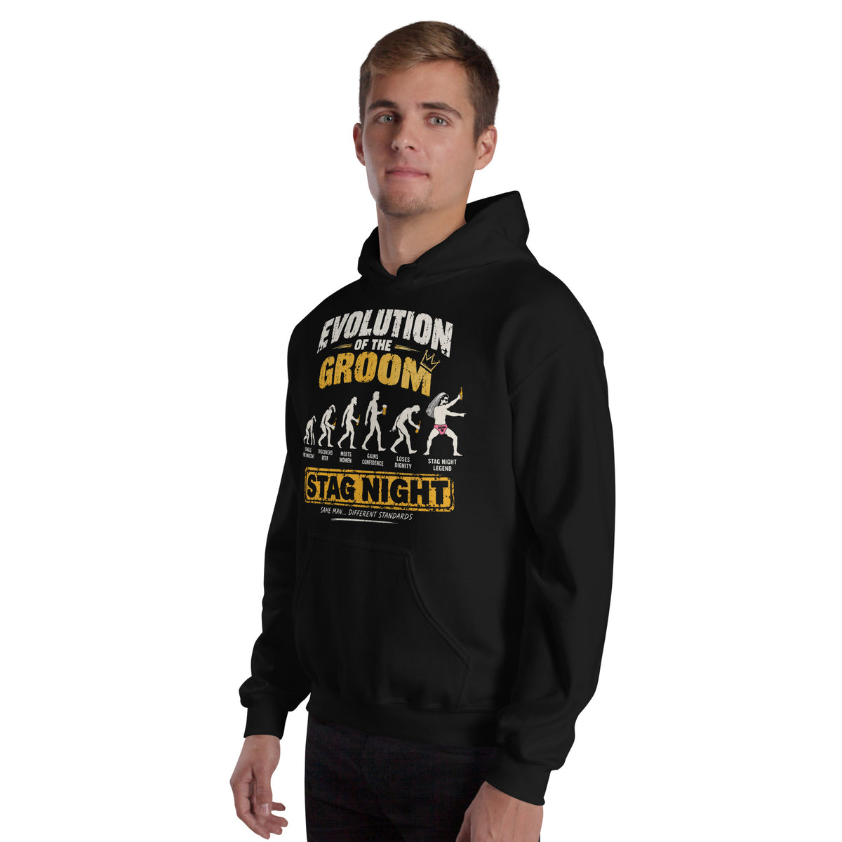 Evolution Of The Groom Stag Night Black Hoodie
