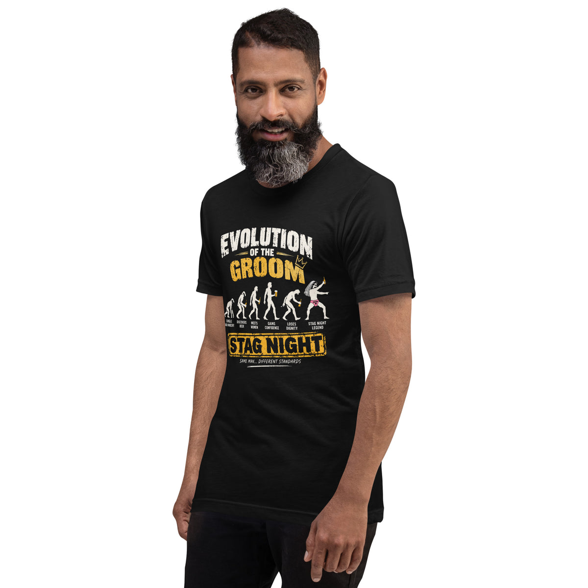 Evolution Of The Groom Stag Night Party Black T-Shirt