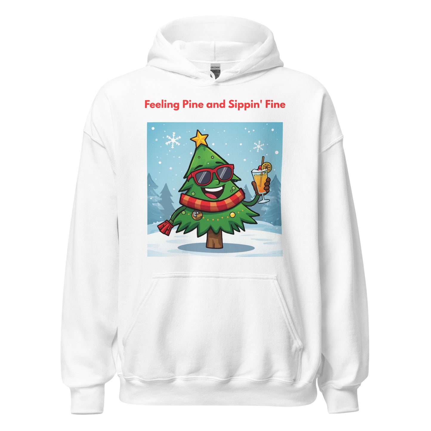 Feeling Pine And Sippin' Fine Christmas Party Hoodie