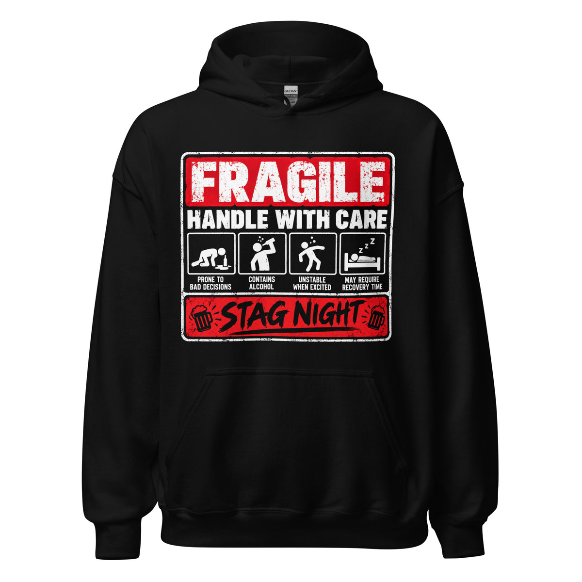 Fragile Handle With Care Stag Night Black Hoodie