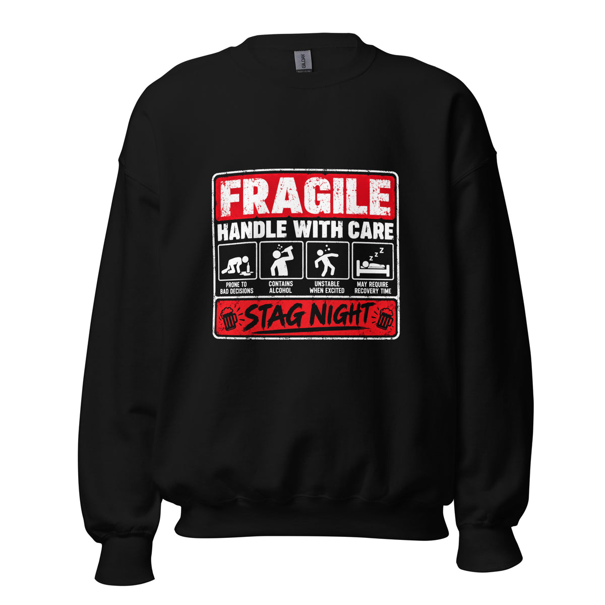Fragile Handle With Care Stag Night Black Jumper