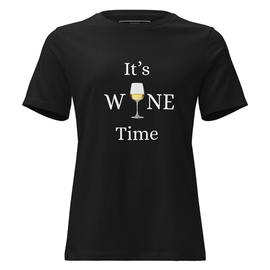 It's Wine Time Women'S Black Tee