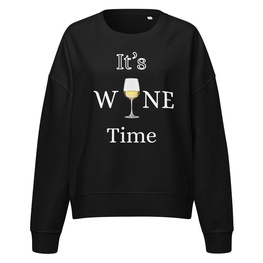 Women's It's Wine Time Black Sweat Top