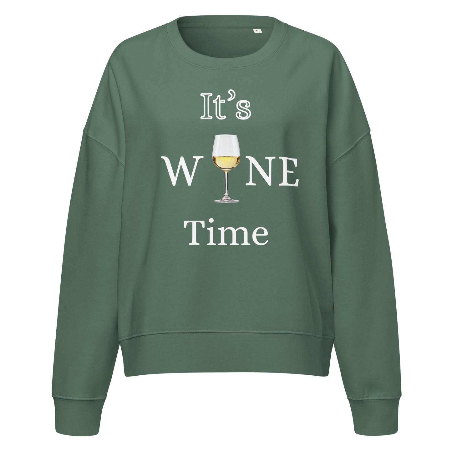 It's Wine Time Ladies Green Sweatshirt