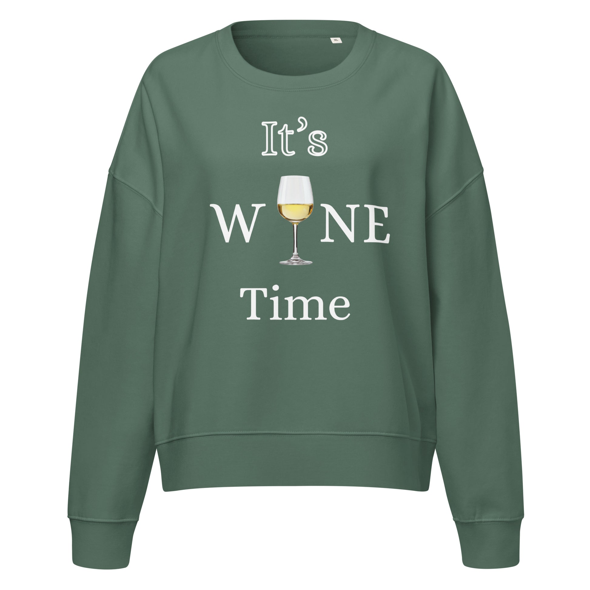 It's Wine Time Ladies Green Sweatshirt