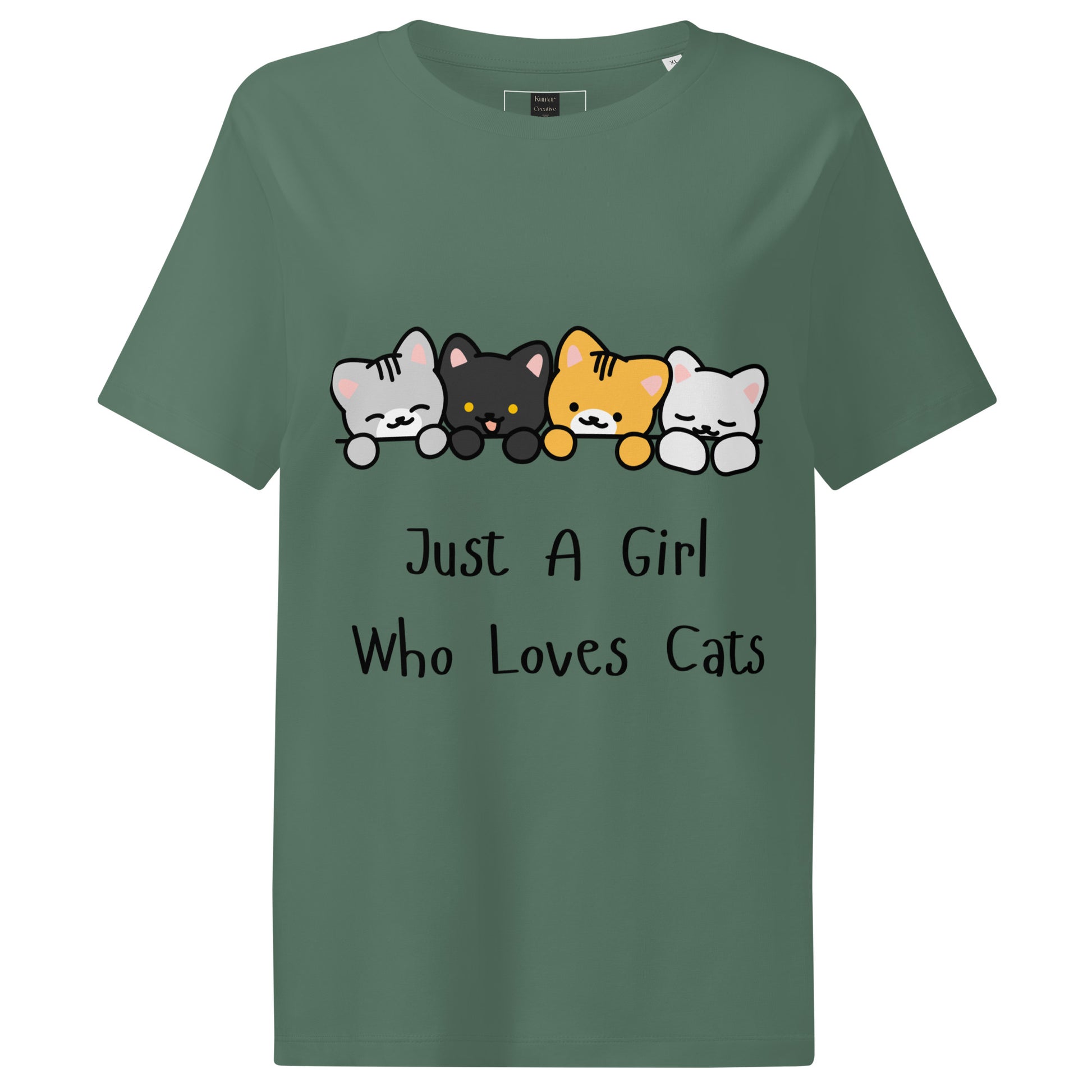 Just A Girl Who Loves Cats Green Tee