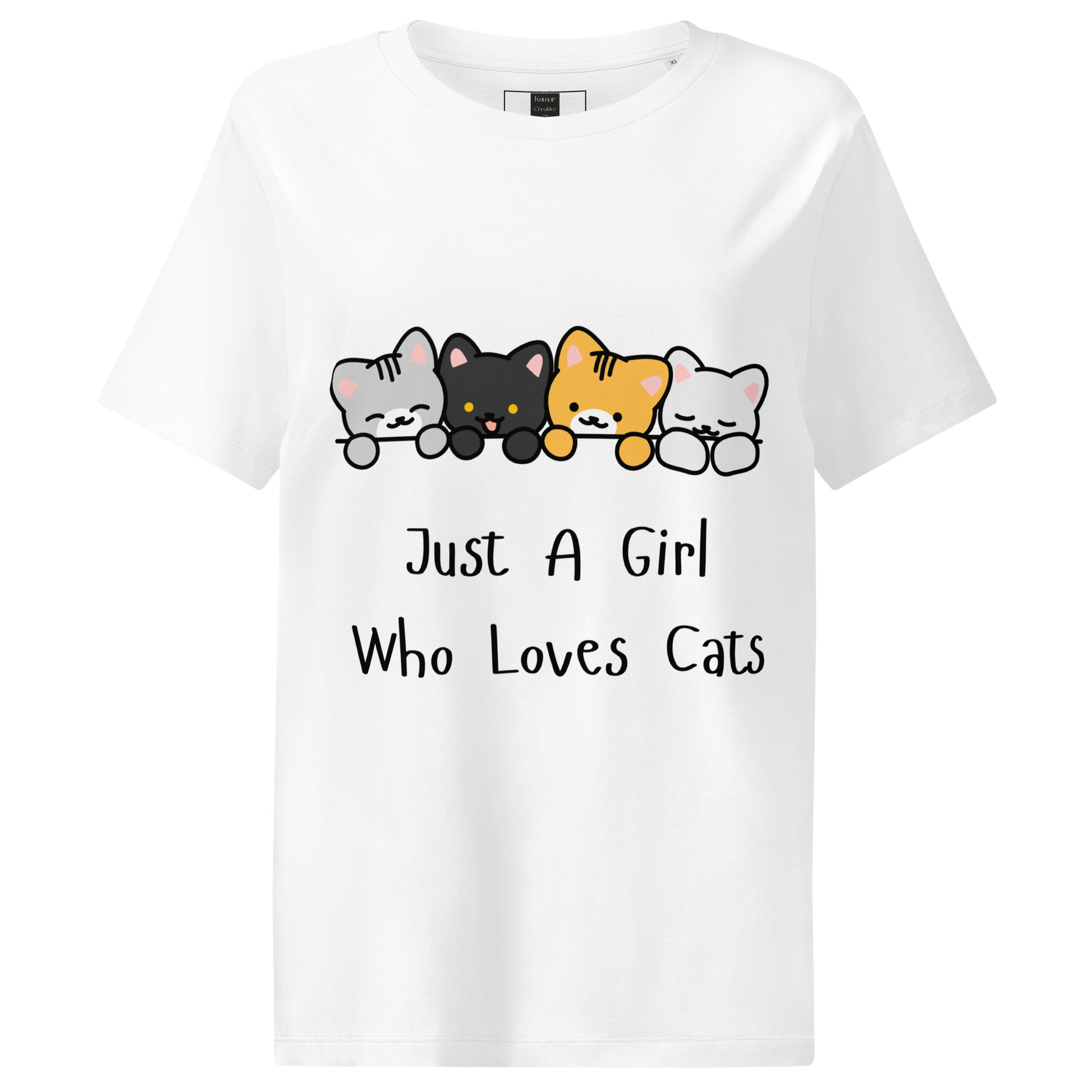 White Just A Girl Who Loves Cats T-Shirt