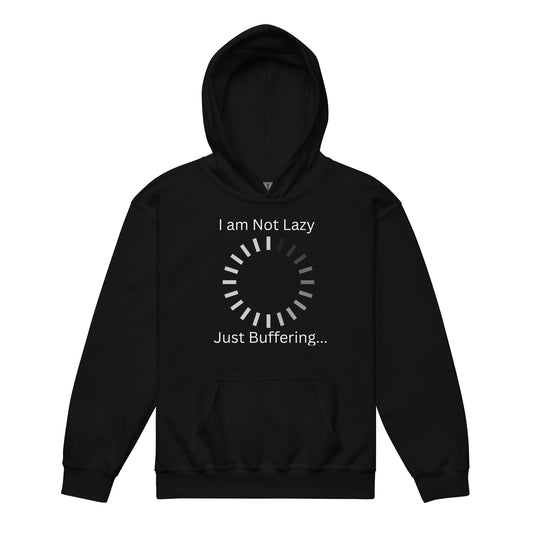 Kids I Am Not Lazy Just Buffering Black Hoodie