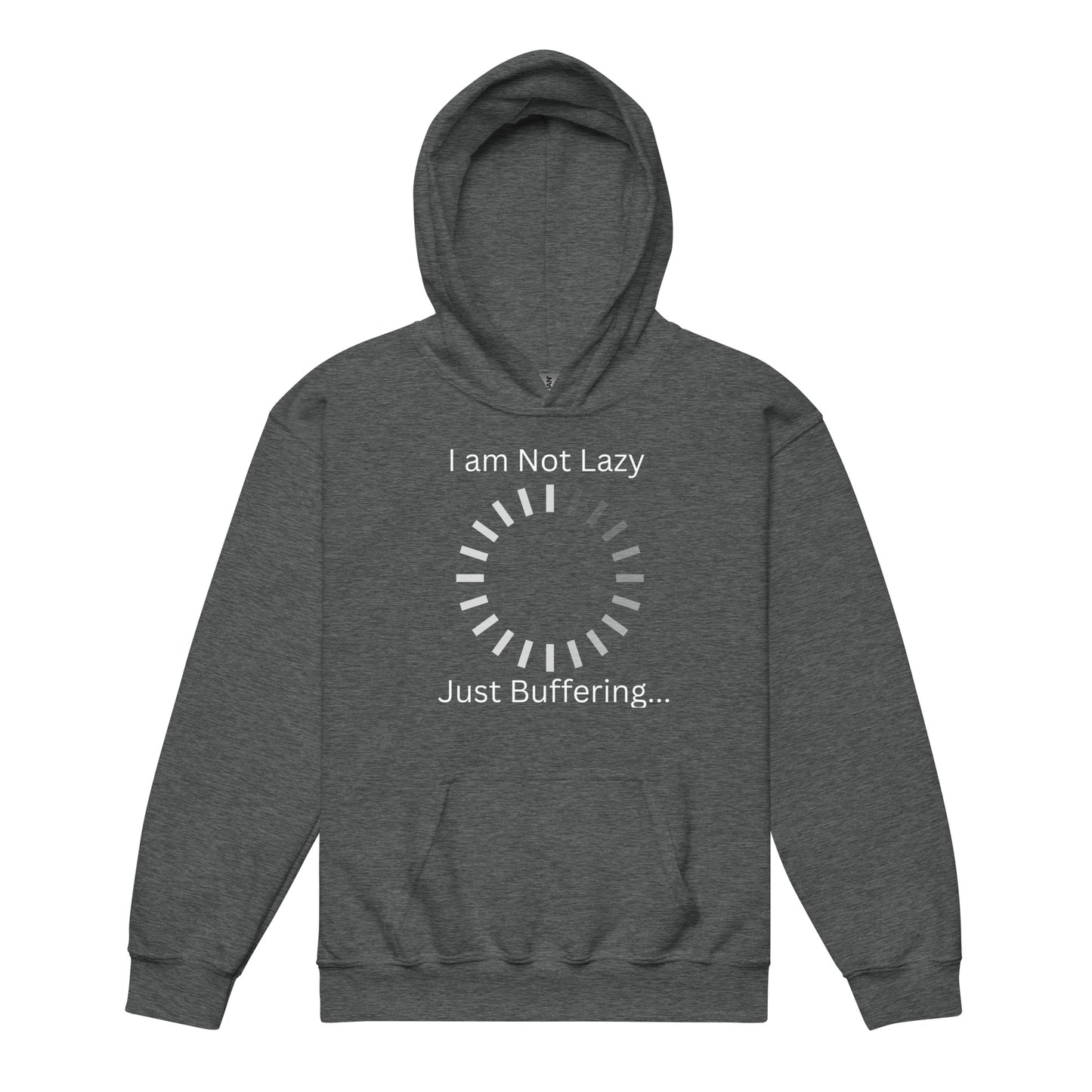 I Am Not Lazy Just Buffering Kids Grey Hoodie