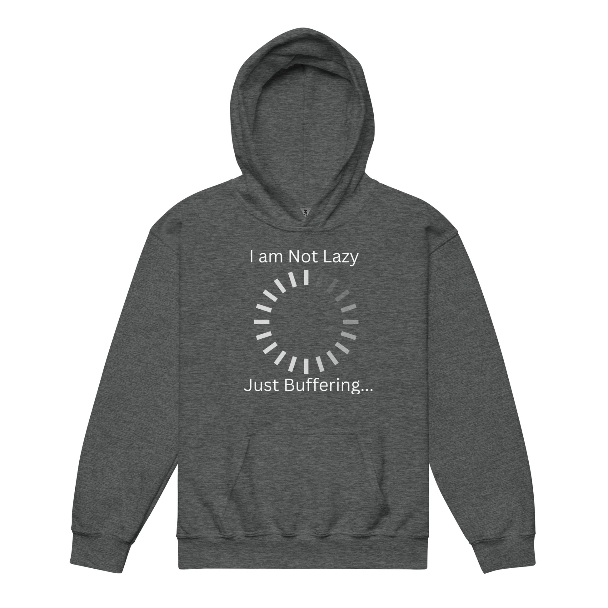 I Am Not Lazy Just Buffering Kids Grey Hoodie