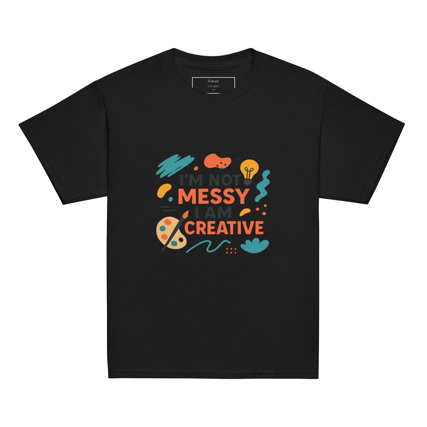 Kids I'm Not Messy I Am Creative Black Tee