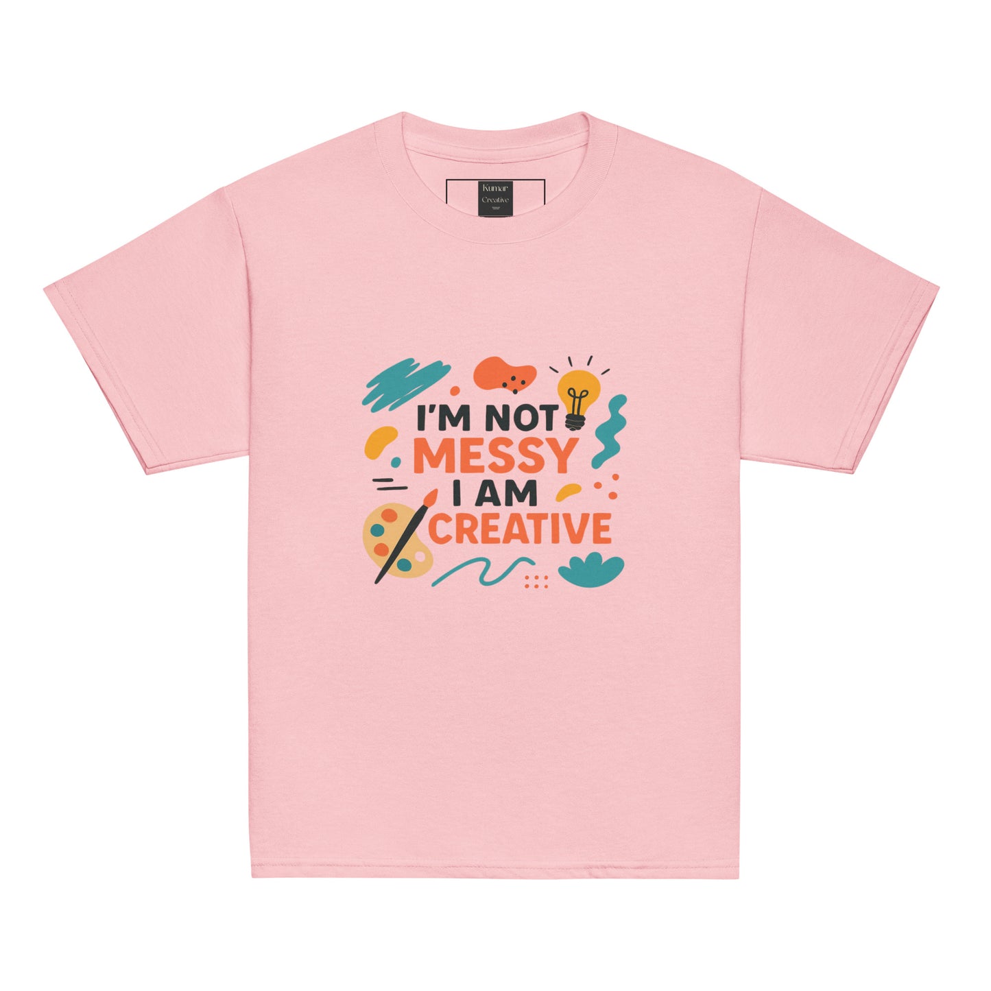 Kids I Am Not Messy I Am Creative T-Shirt (Light Pink)