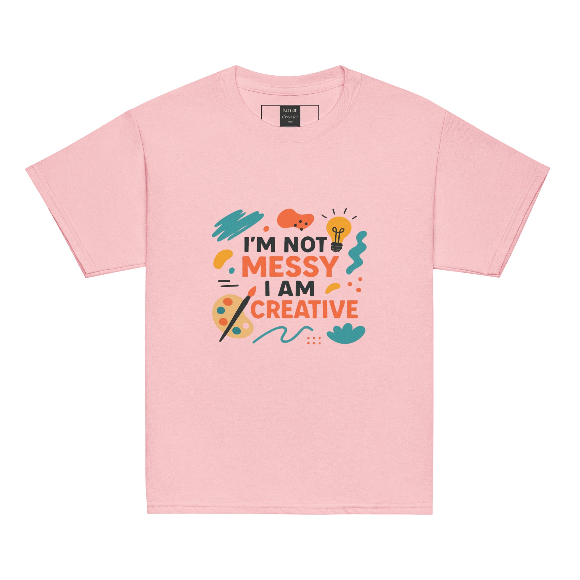 Kids I Am Not Messy I Am Creative T-Shirt (Light Pink)
