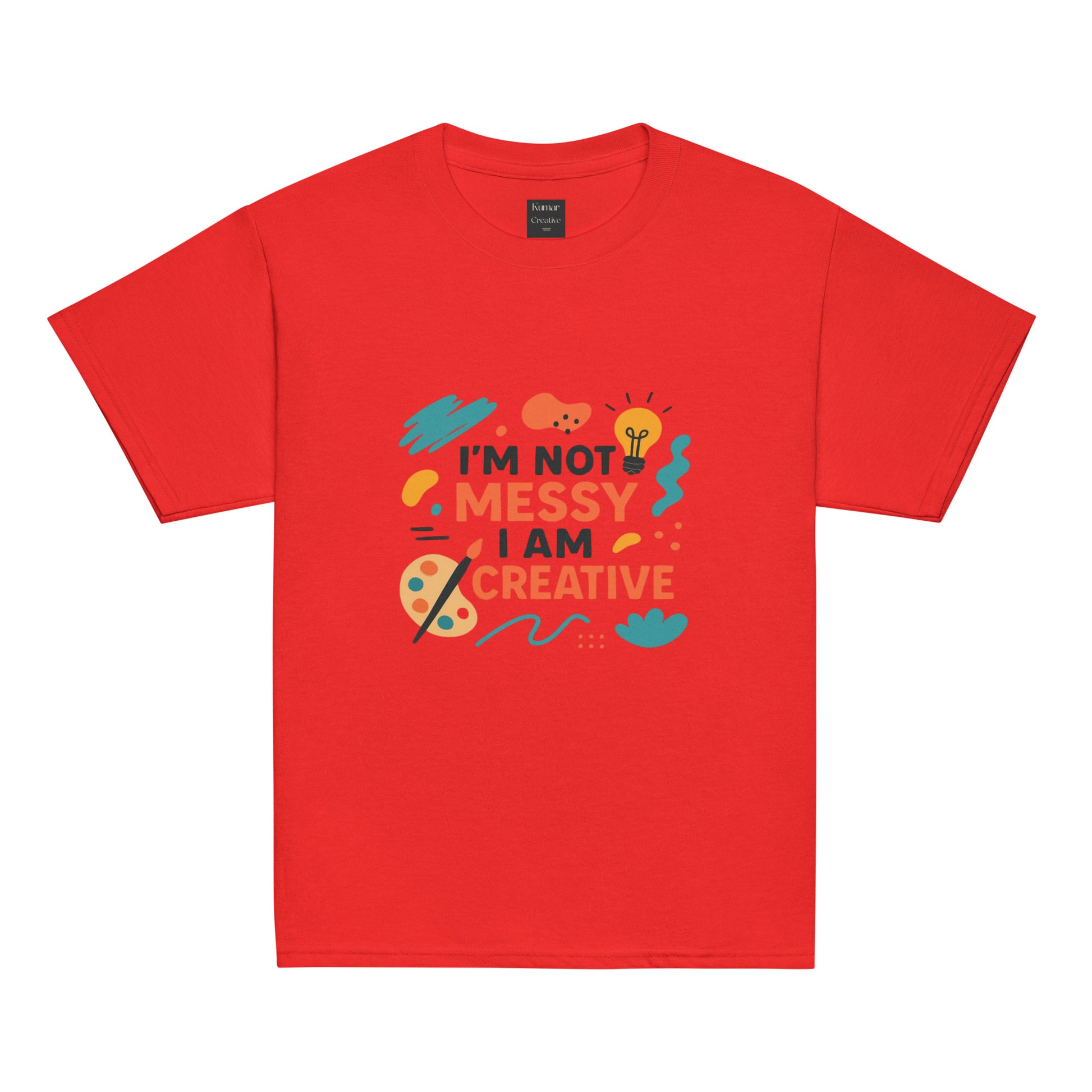 Kids I'm Not Messy I Am Creative T-Shirt (Red)