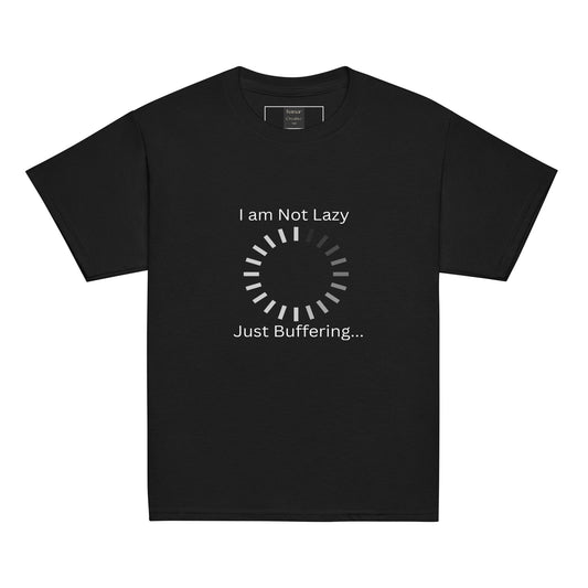 Kids I Am Not Lazy Just Buffering T-Shirt (Black)