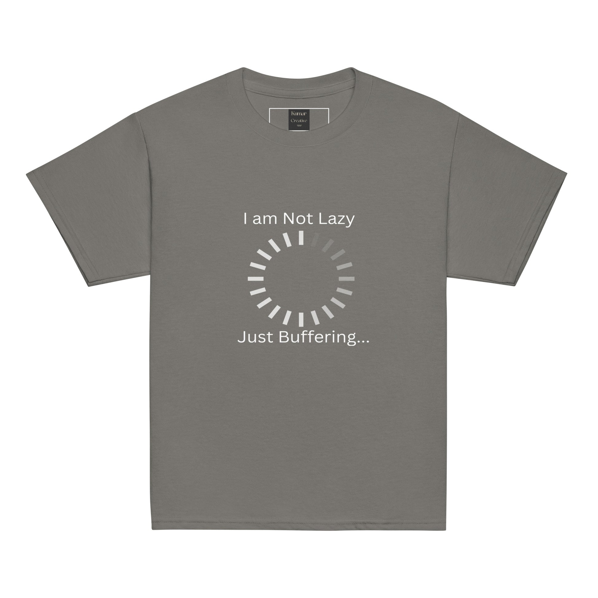 Kids I Am Not Lazy Just Buffering Grey T-Shirt
