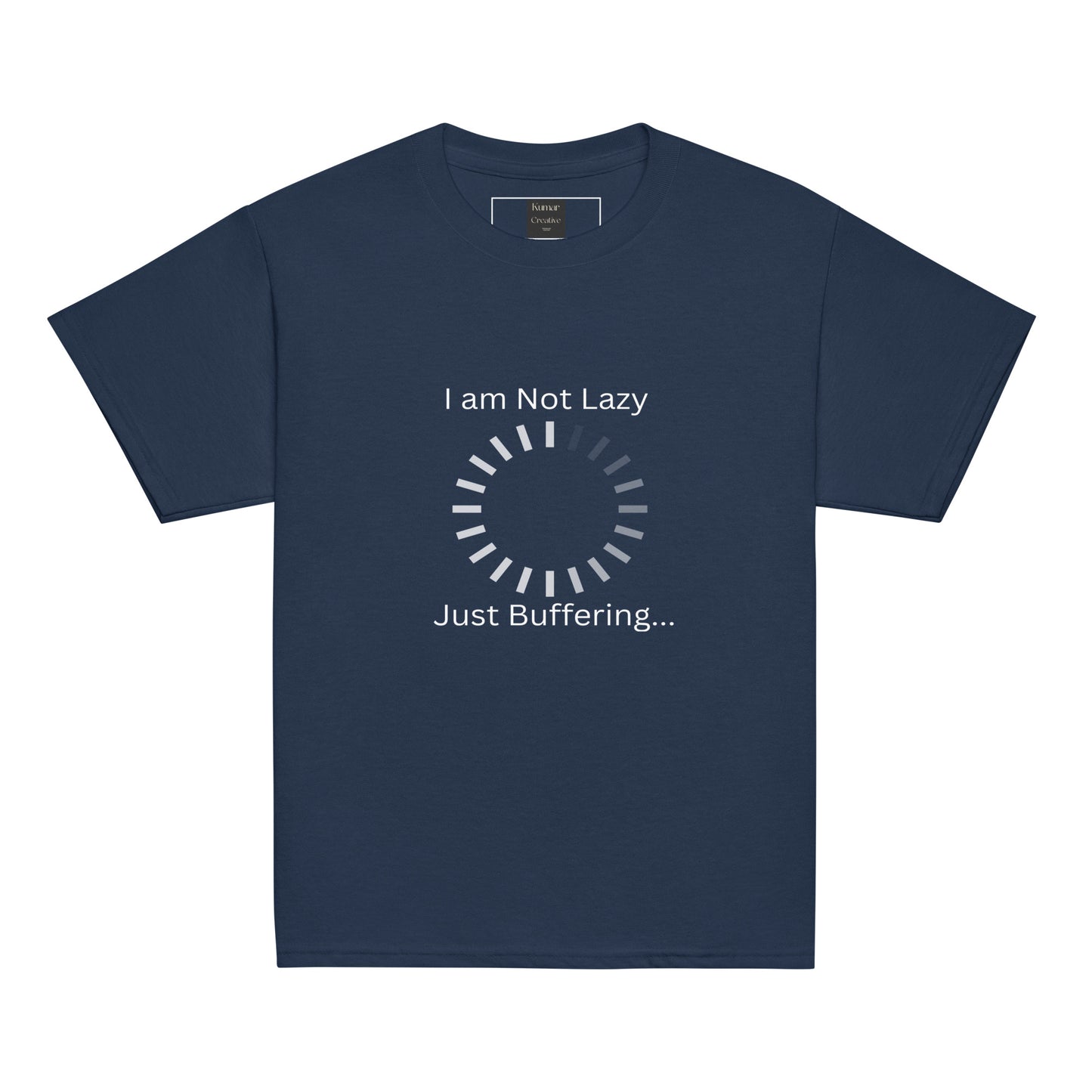 Kids I Am Not Lazy Just Buffering navy T-Shirt