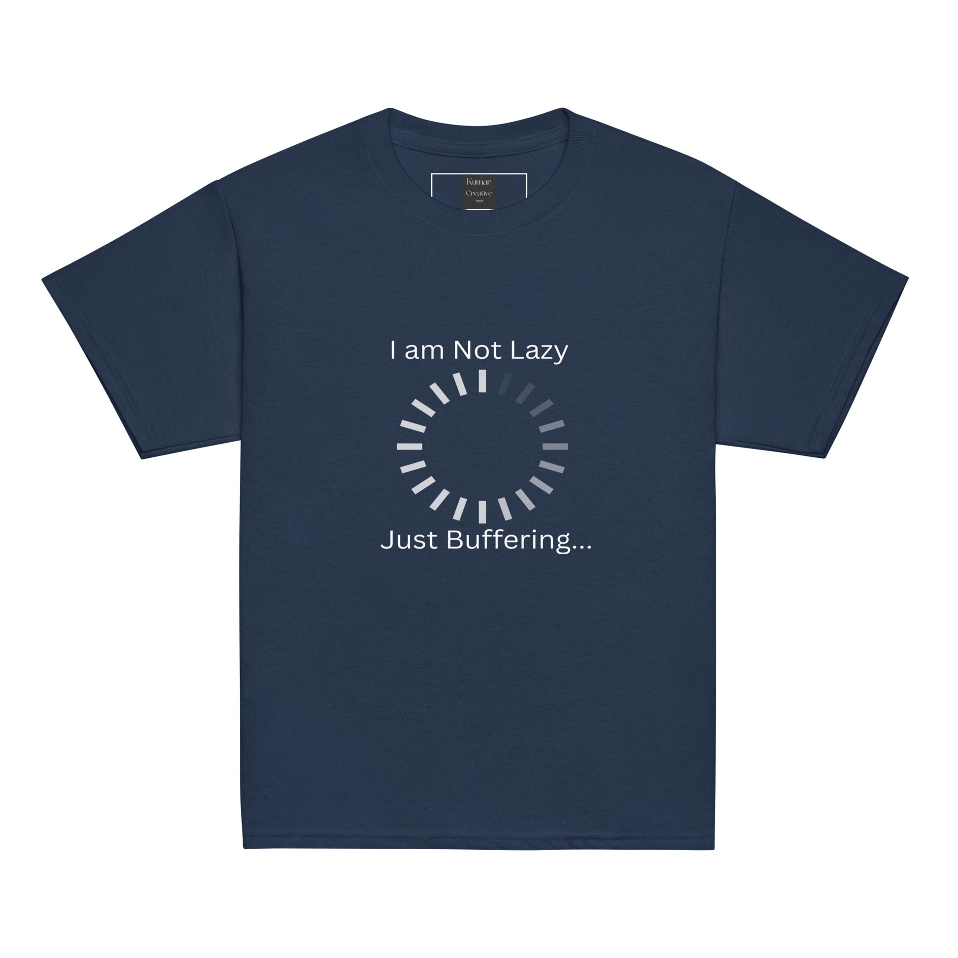 Kids I Am Not Lazy Just Buffering navy T-Shirt