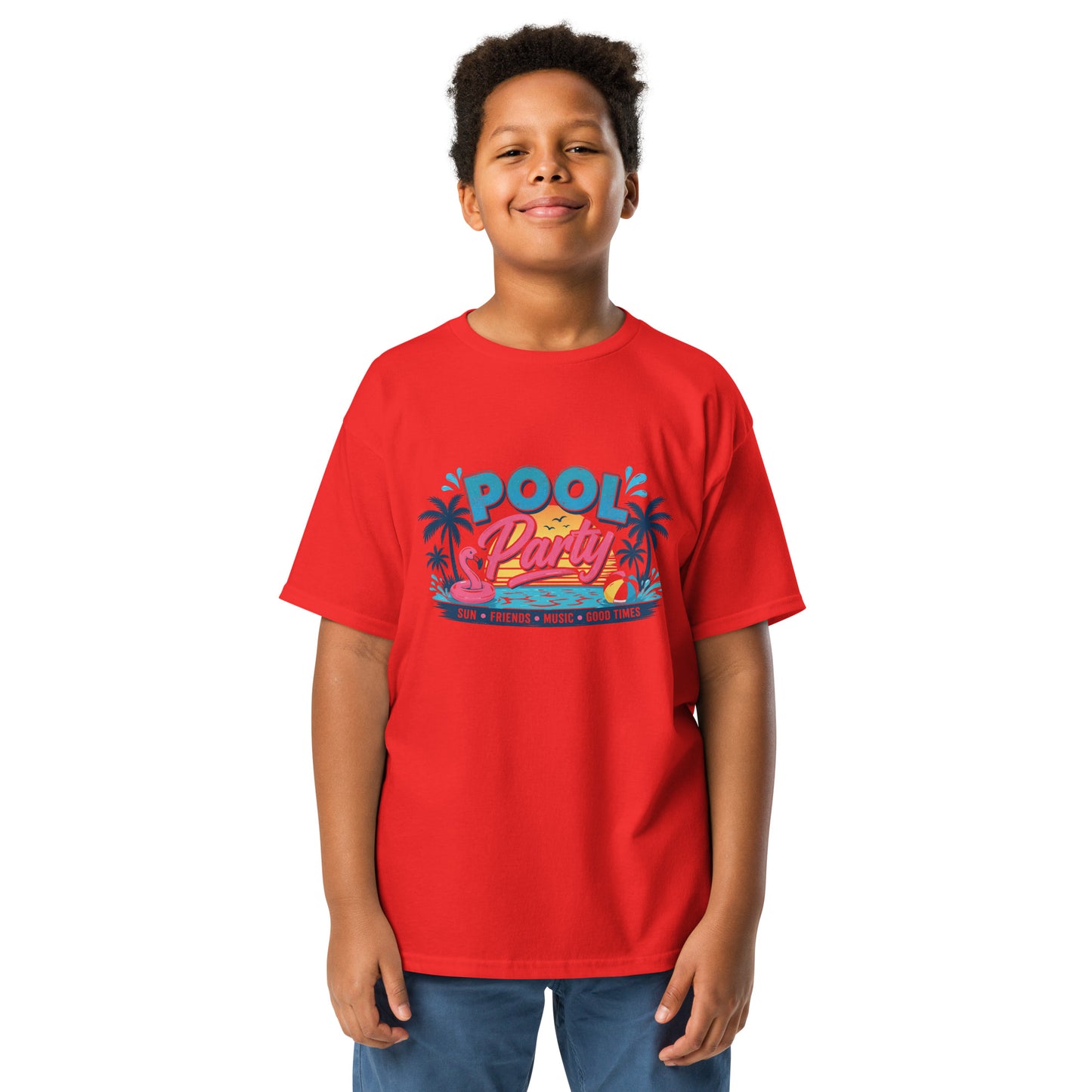 Kids Pool Party Red T-Shirt