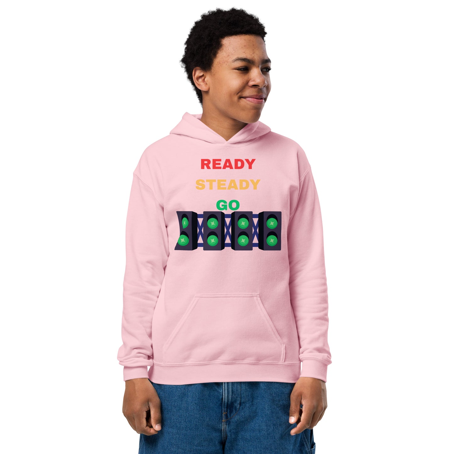 Kids Ready Steady Go Pink Hoodie