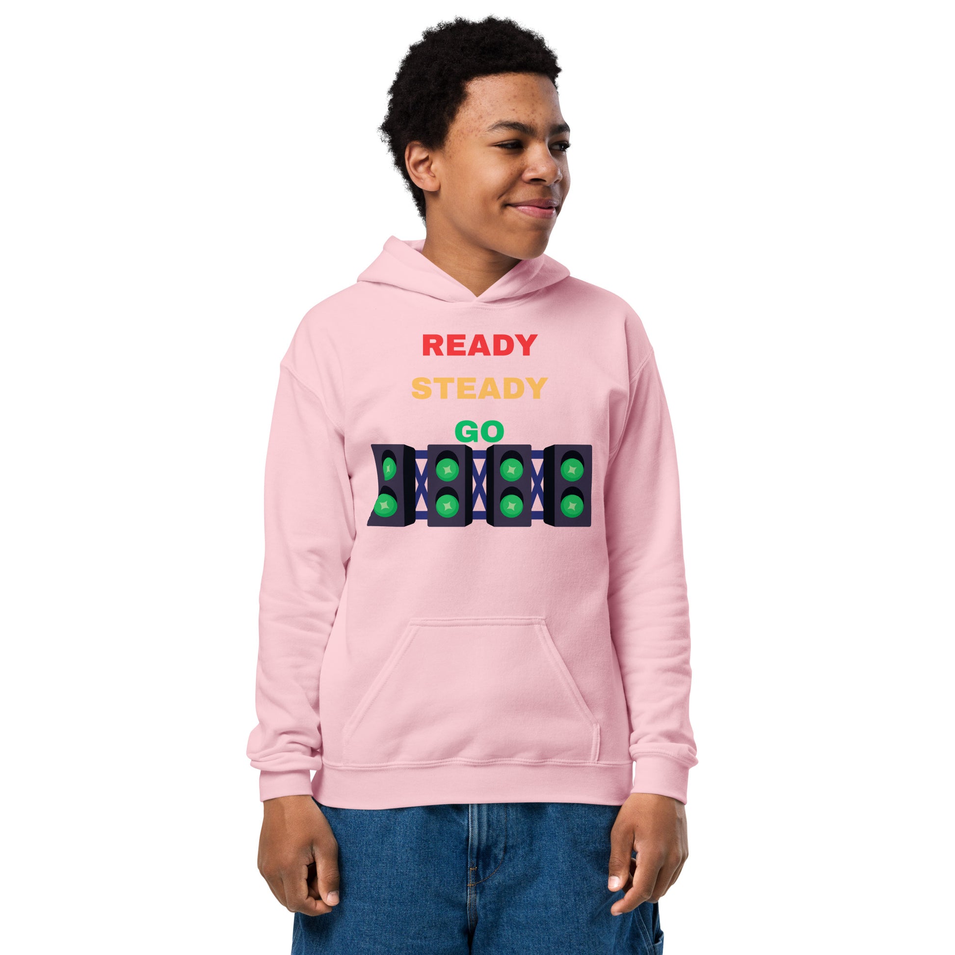 Kids Ready Steady Go Pink Hoodie