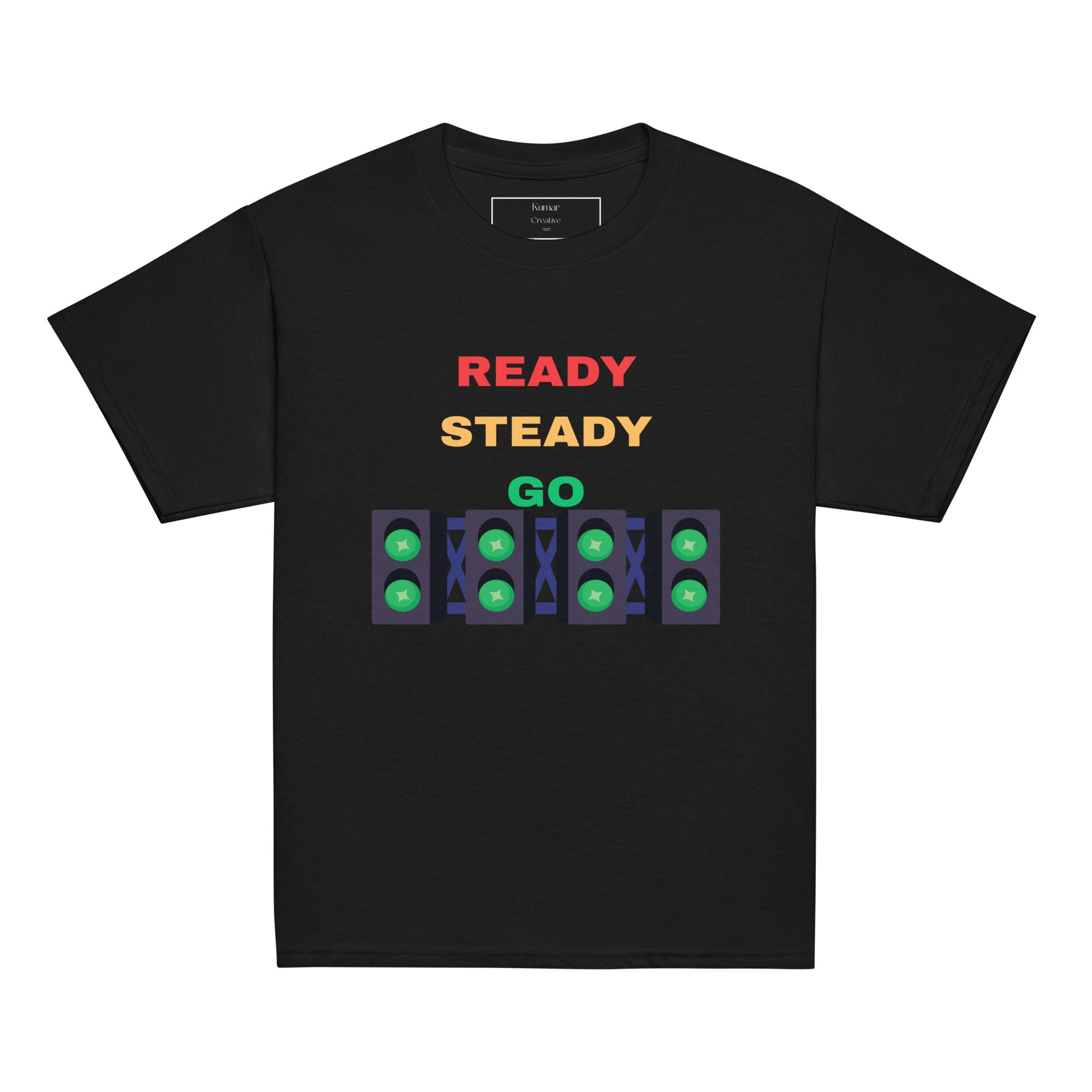 Kids Ready Steady Go Black Tee